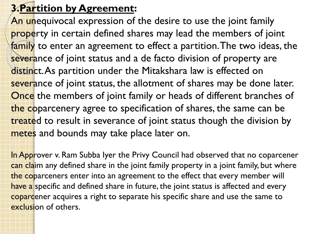 3 partition by agreement an unequivocal