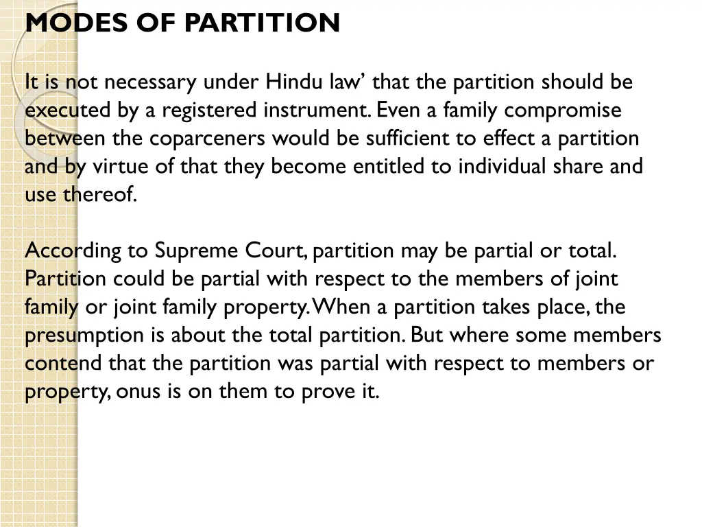 modes of partition