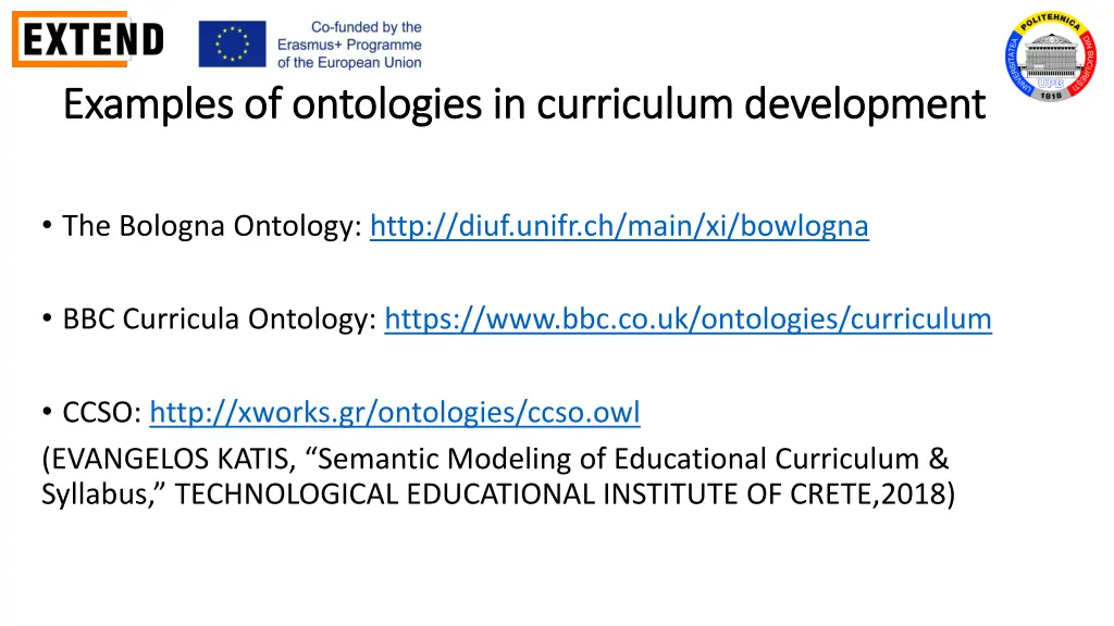 examples of ontologies in curriculum development