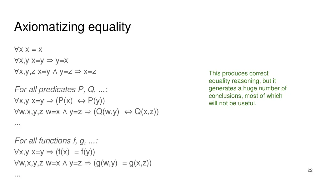 axiomatizing equality