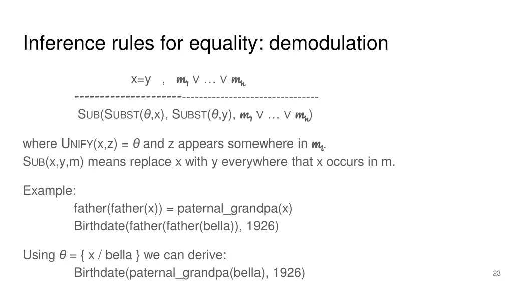 inference rules for equality demodulation