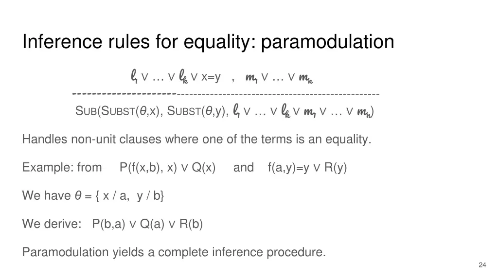 inference rules for equality paramodulation