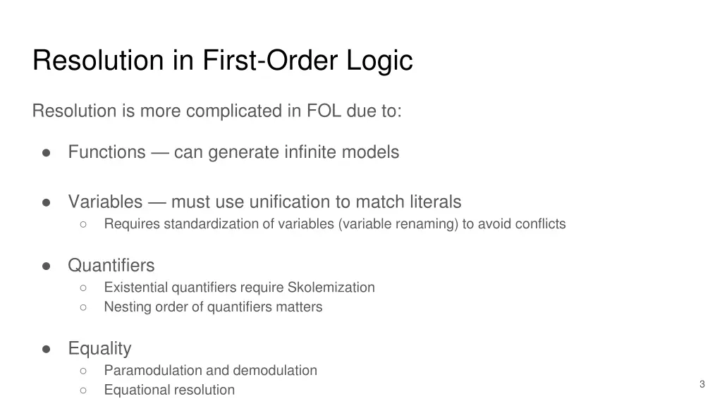 resolution in first order logic