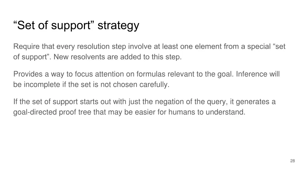 set of support strategy