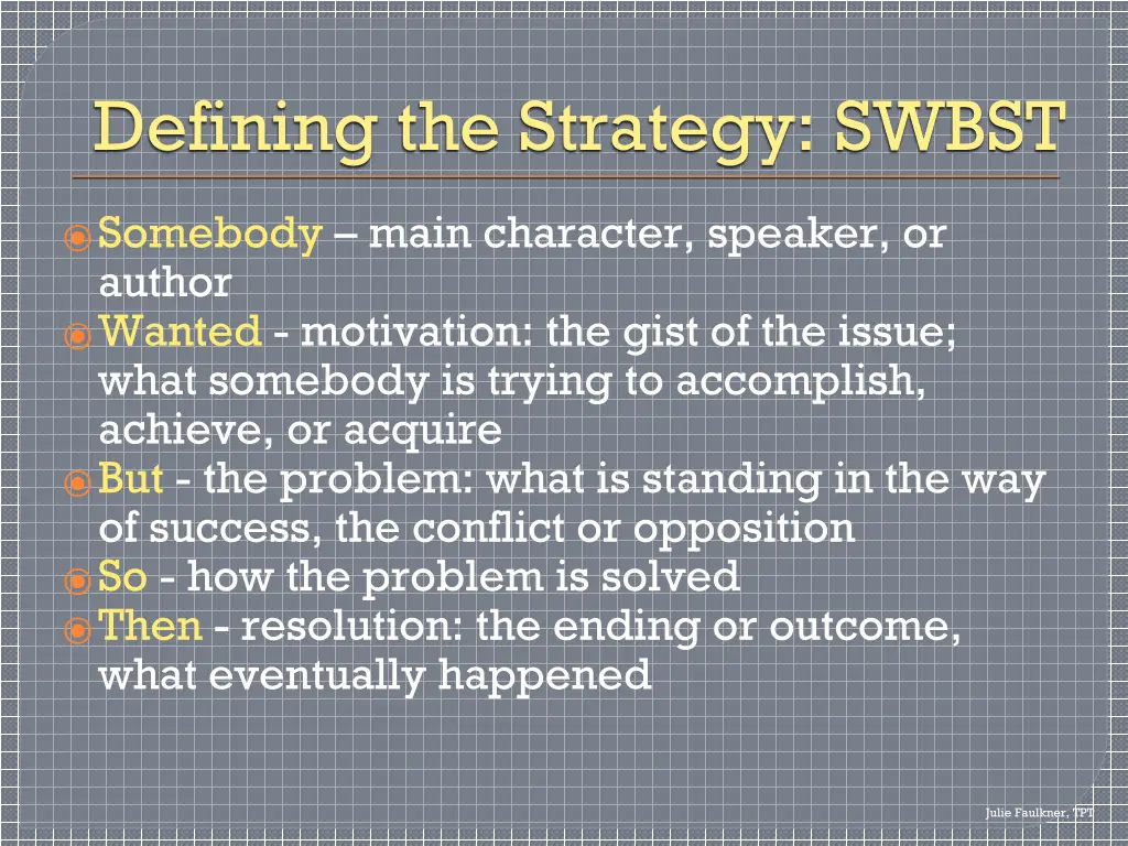 defining the strategy swbst