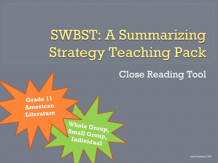 swbst a summarizing strategy teaching pack