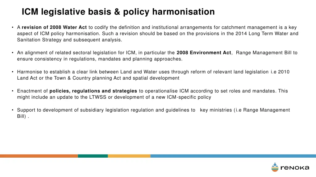 icm legislative basis policy harmonisation