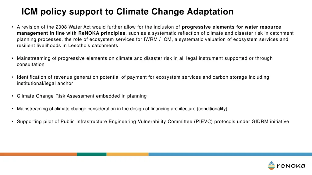 icm policy support to climate change adaptation