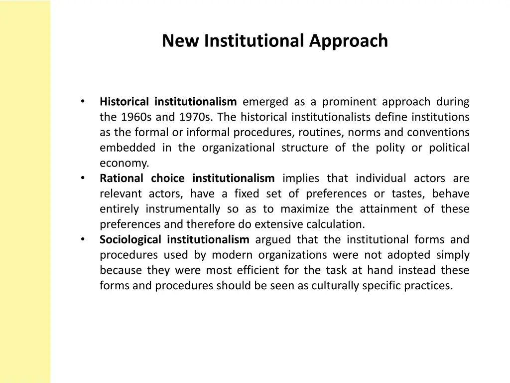 new institutional approach