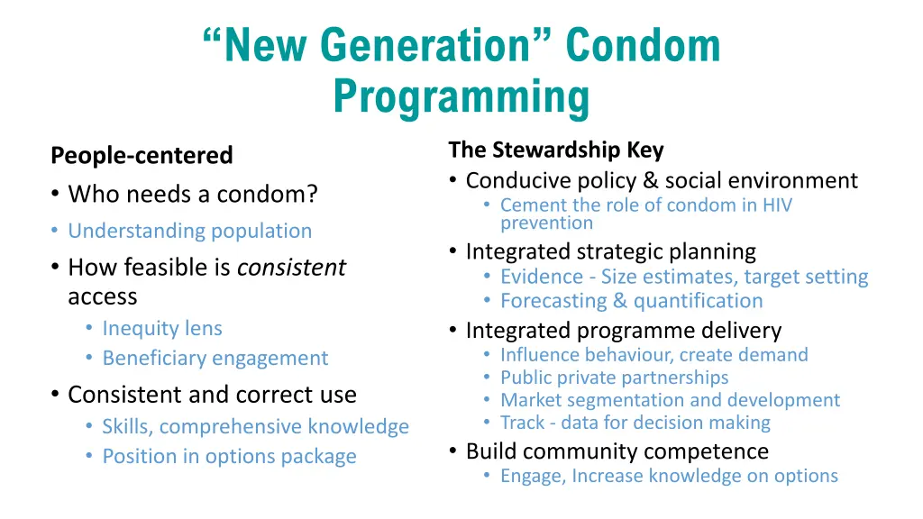 new generation condom programming