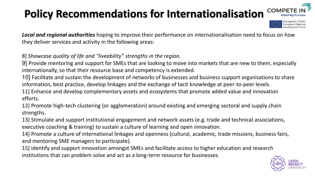 policy recommendations for internationalisation 1