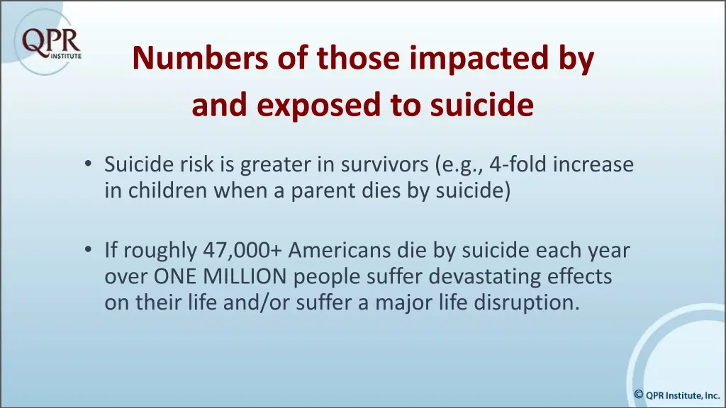 numbers of those impacted by and exposed