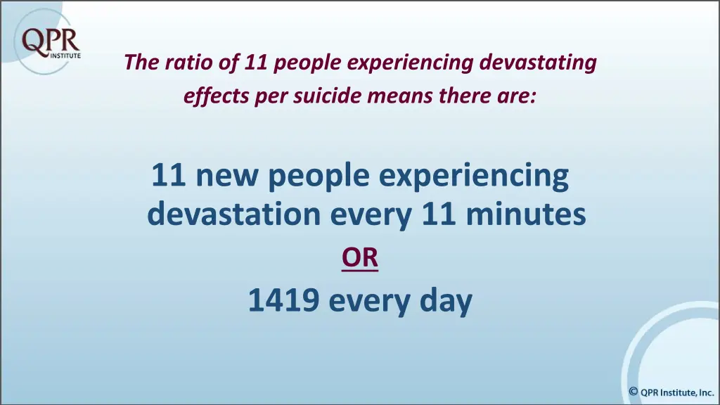 the ratio of 11 people experiencing devastating