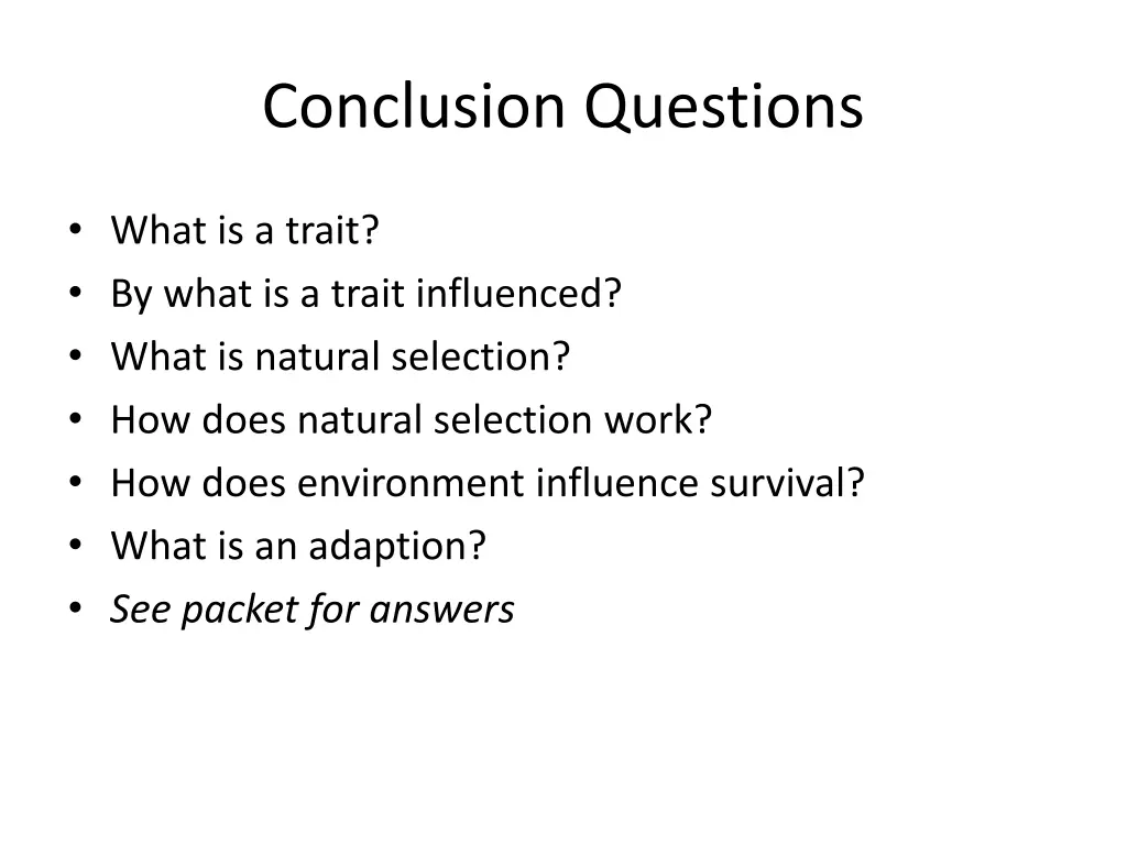 conclusion questions