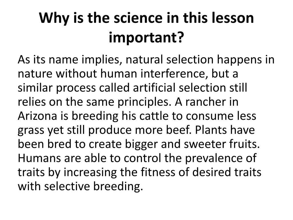 why is the science in this lesson important