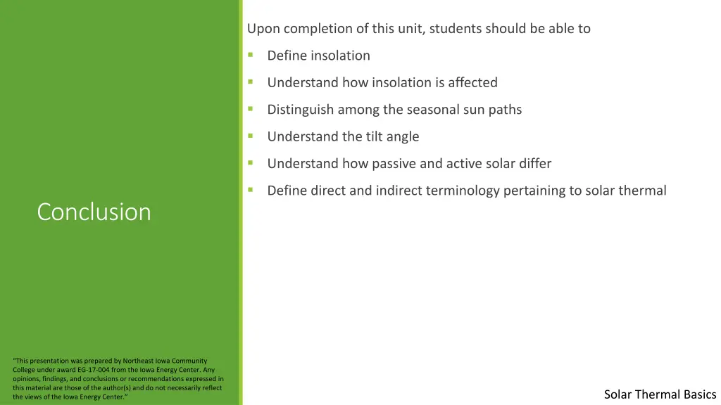 upon completion of this unit students should