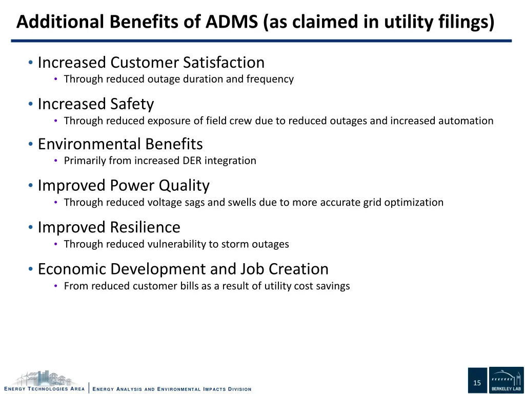 additional benefits of adms as claimed in utility