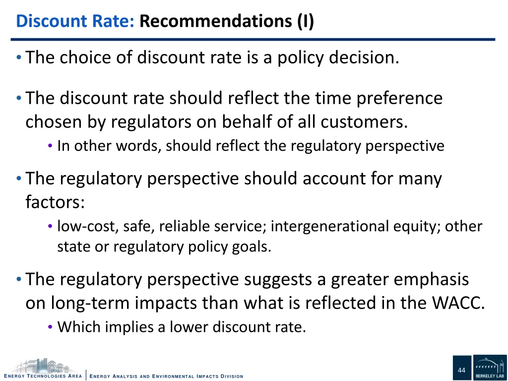 discount rate recommendations i