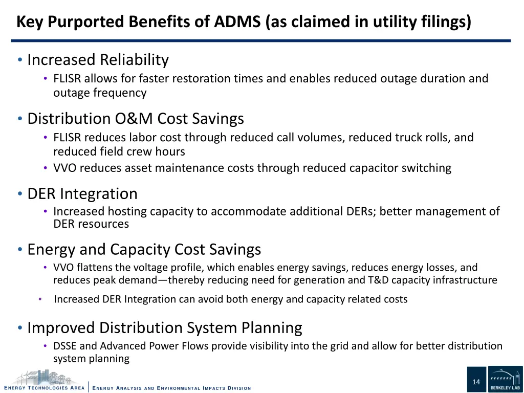 key purported benefits of adms as claimed