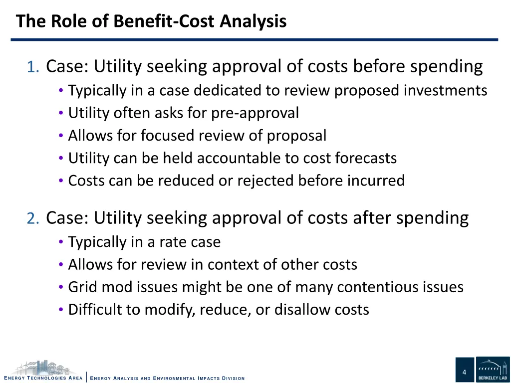 the role of benefit cost analysis