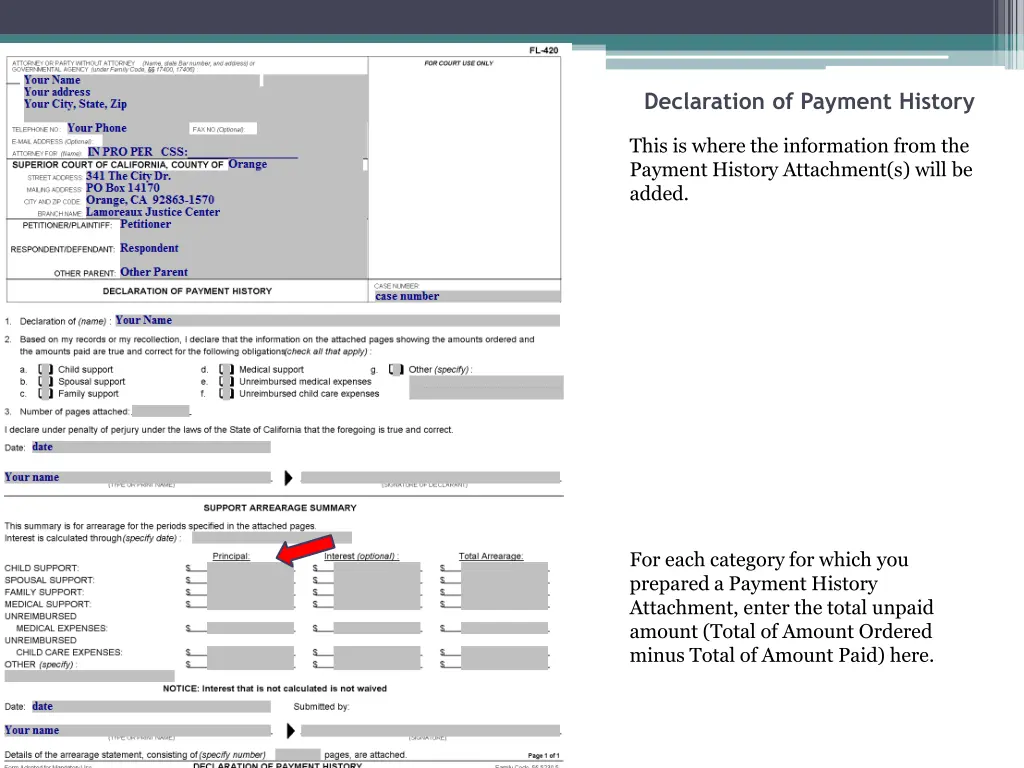 declaration of payment history 6