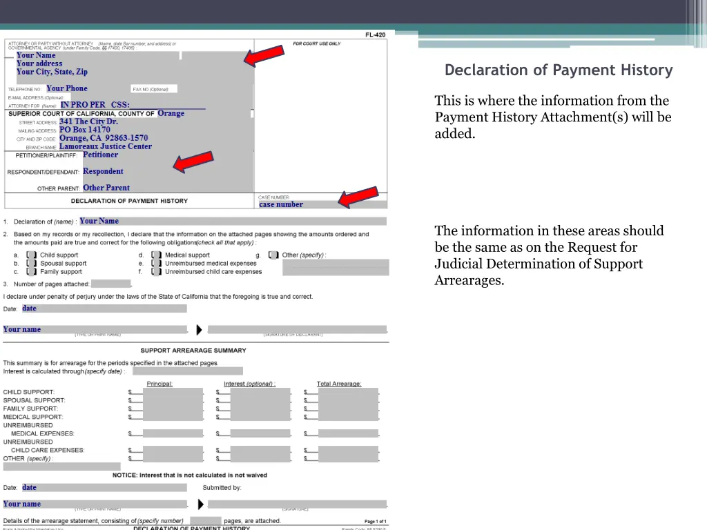 declaration of payment history