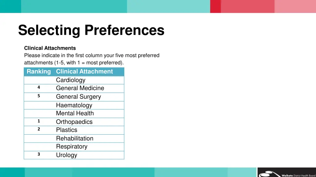 selecting preferences