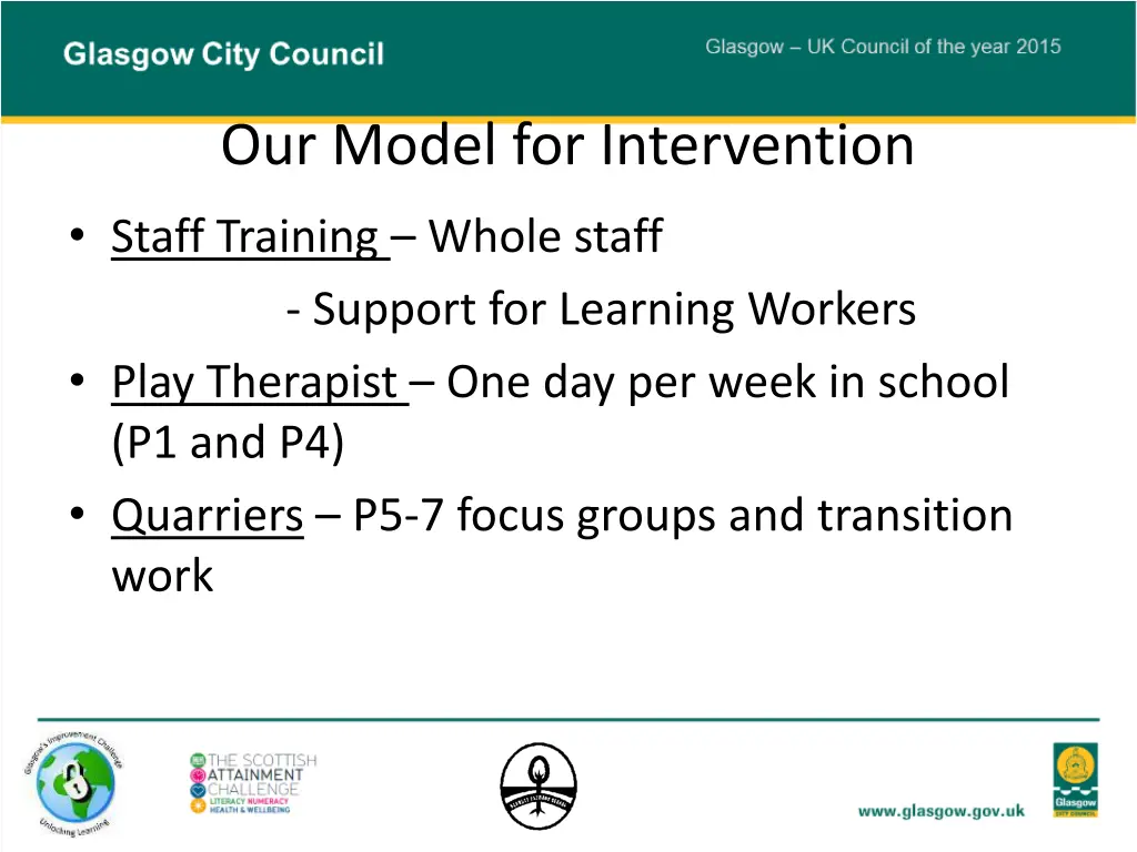 our model for intervention