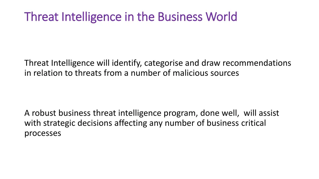 threat intelligence in the business world threat