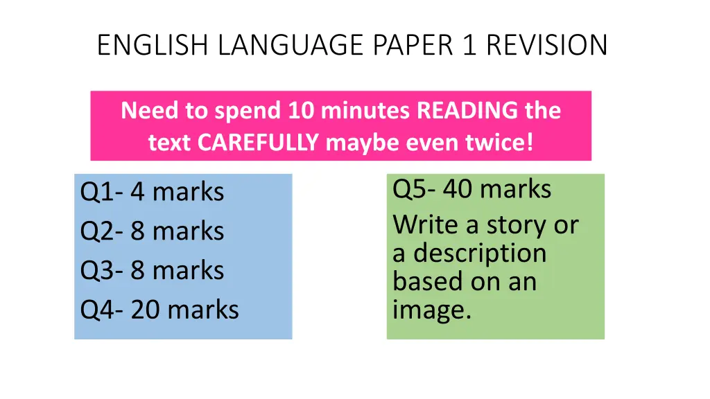 english language paper 1 revision