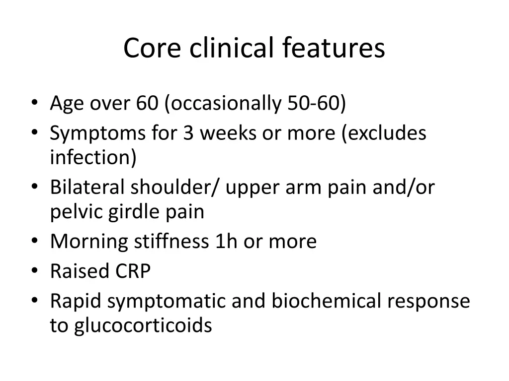 core clinical features