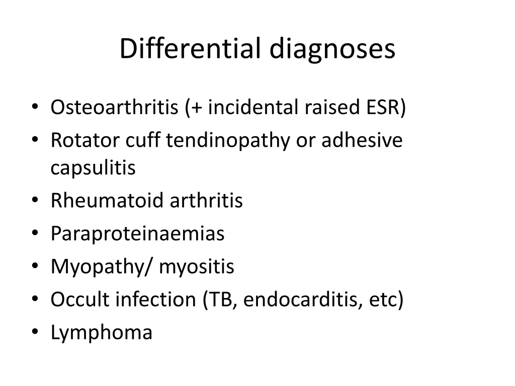 differential diagnoses