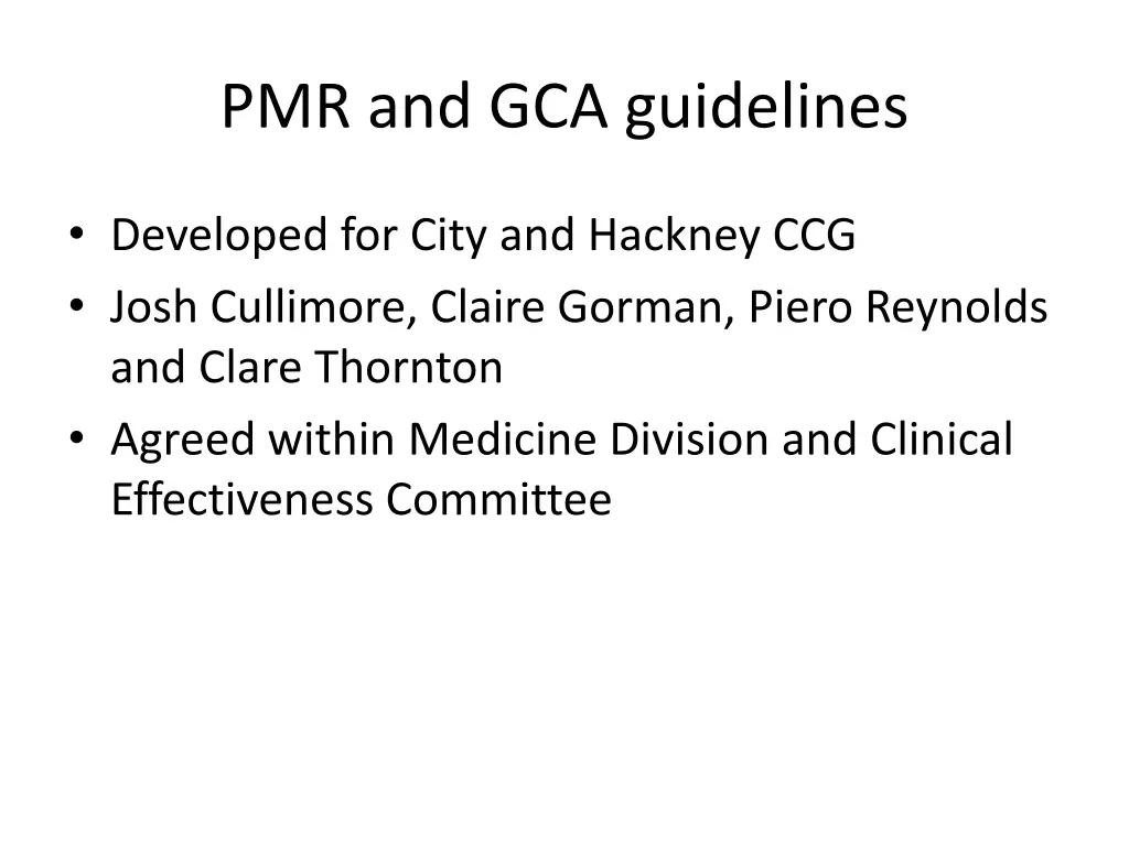 pmr and gca guidelines