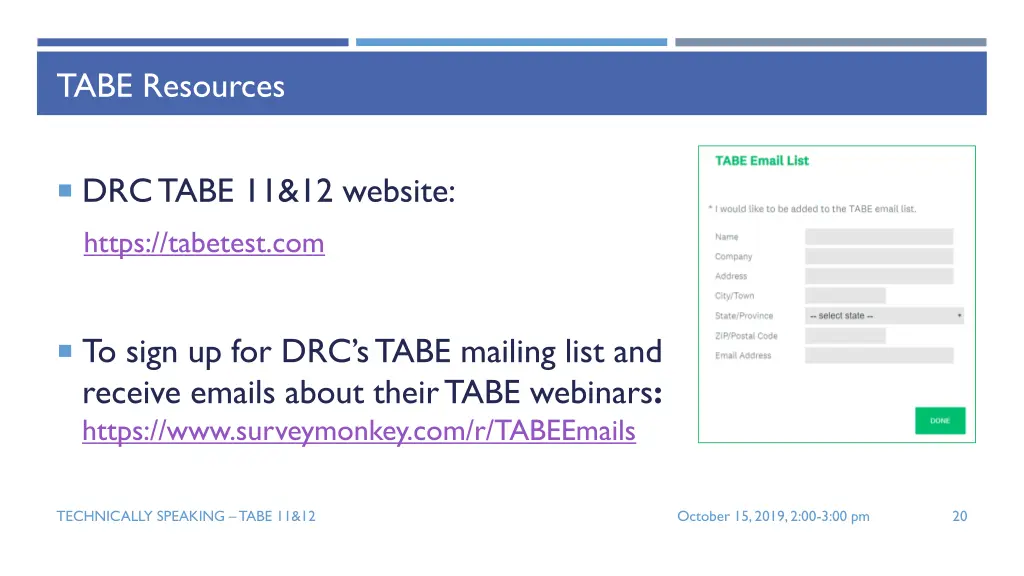 tabe resources