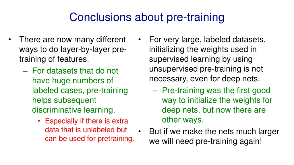 conclusions about pre training