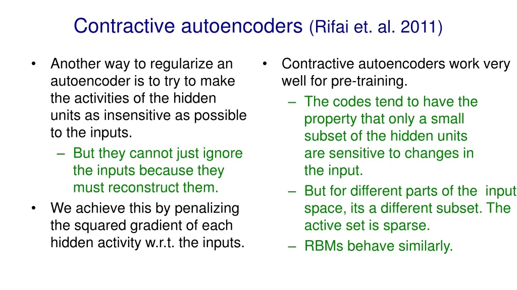 contractive autoencoders rifai et al 2011