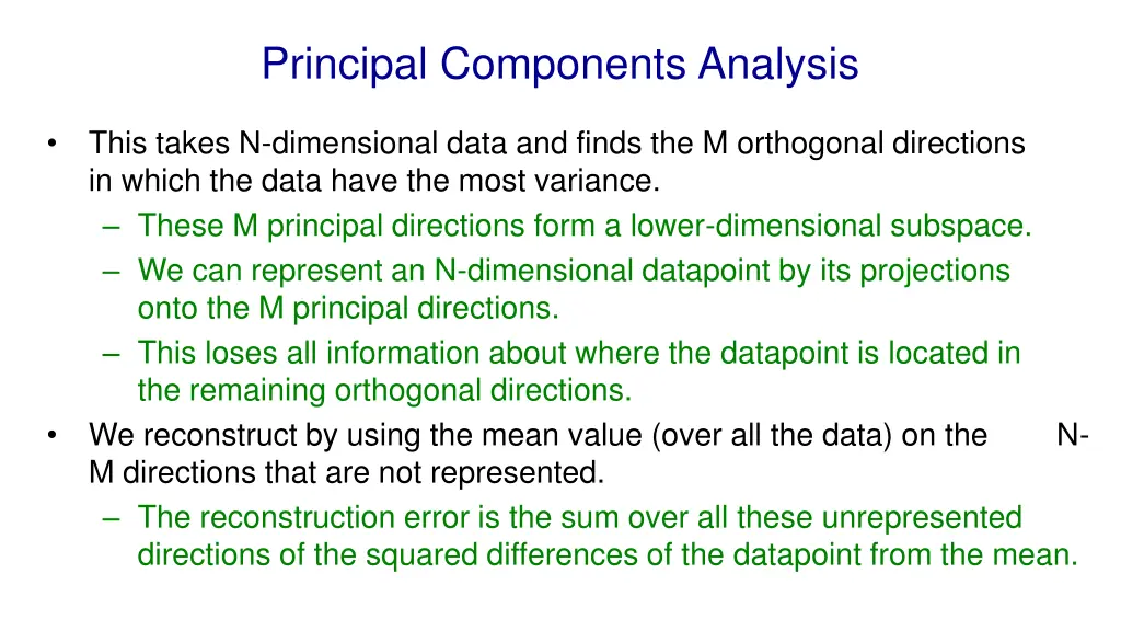 principal components analysis