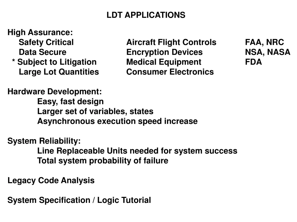 ldt applications