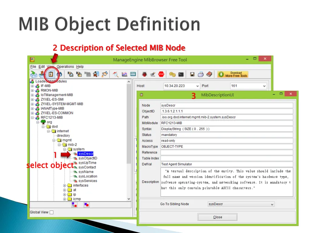 2 description of selected mib node