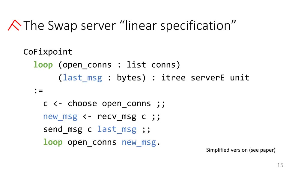 the swap server linear specification