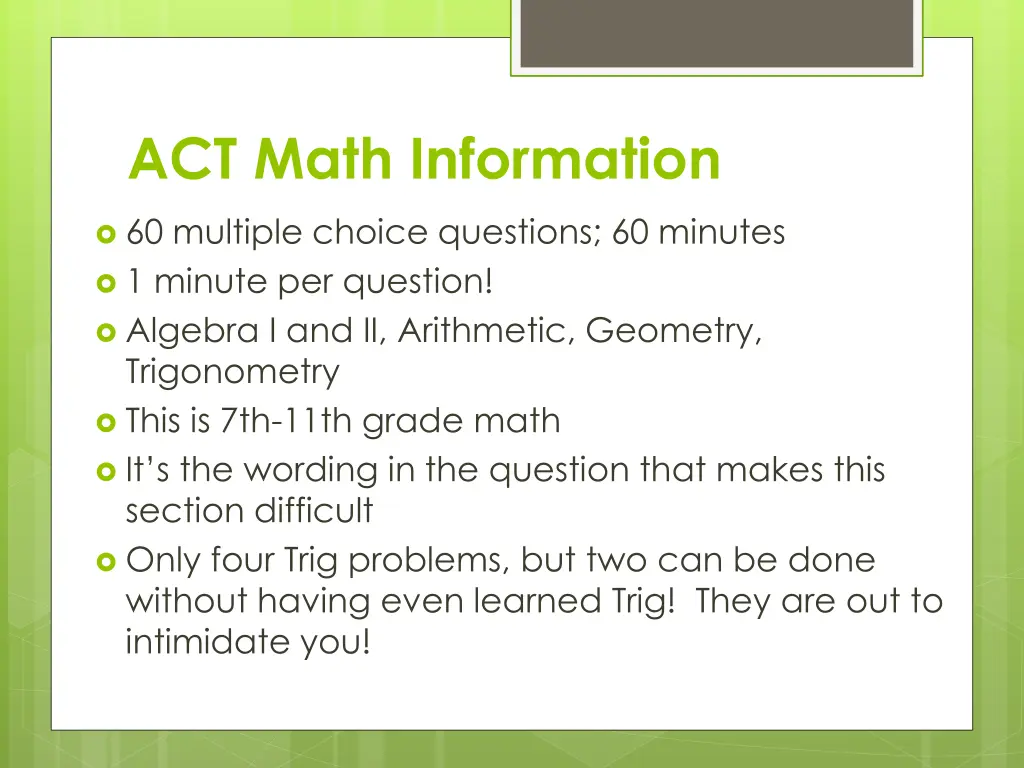 act math information