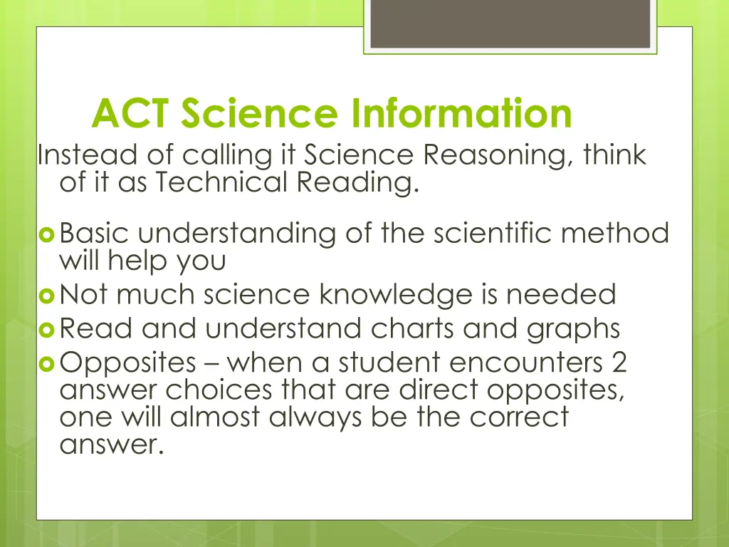 act science information instead of calling