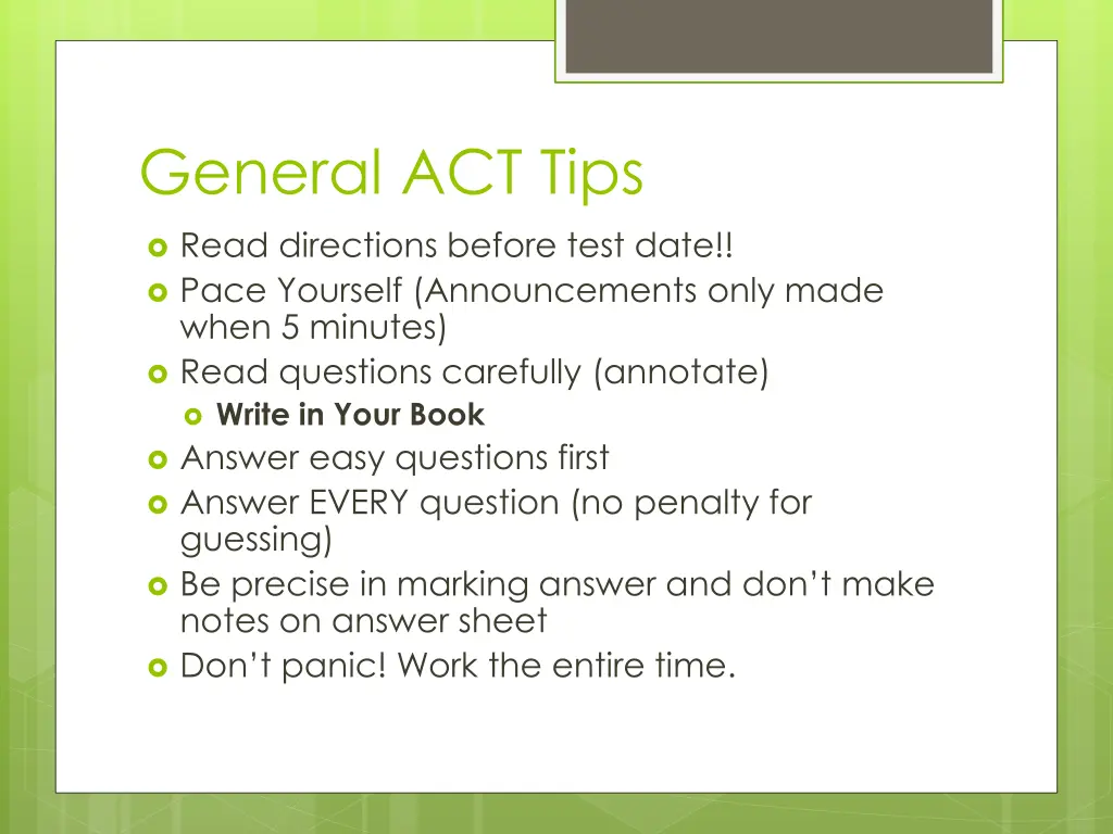 general act tips