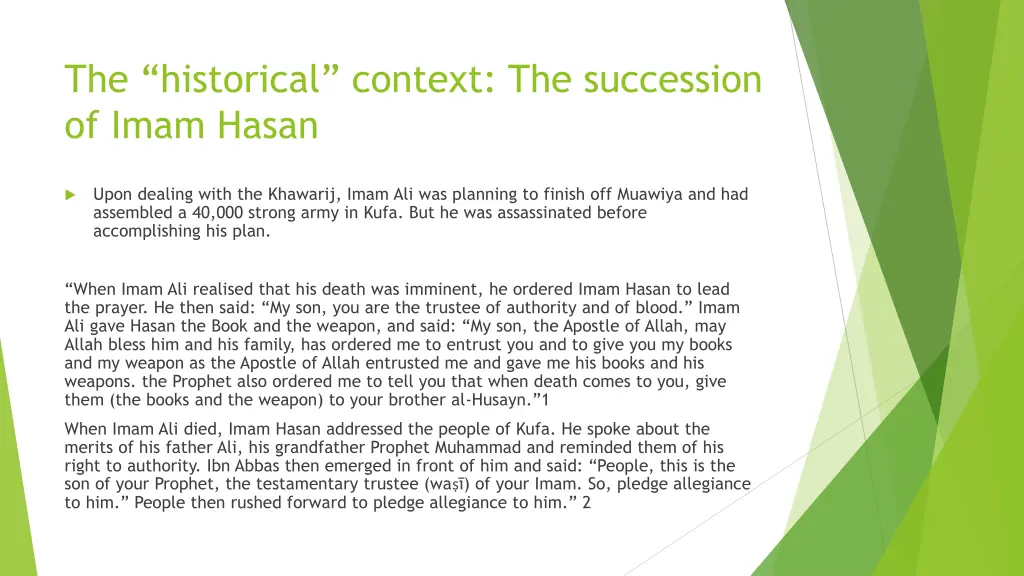 the historical context the succession of imam