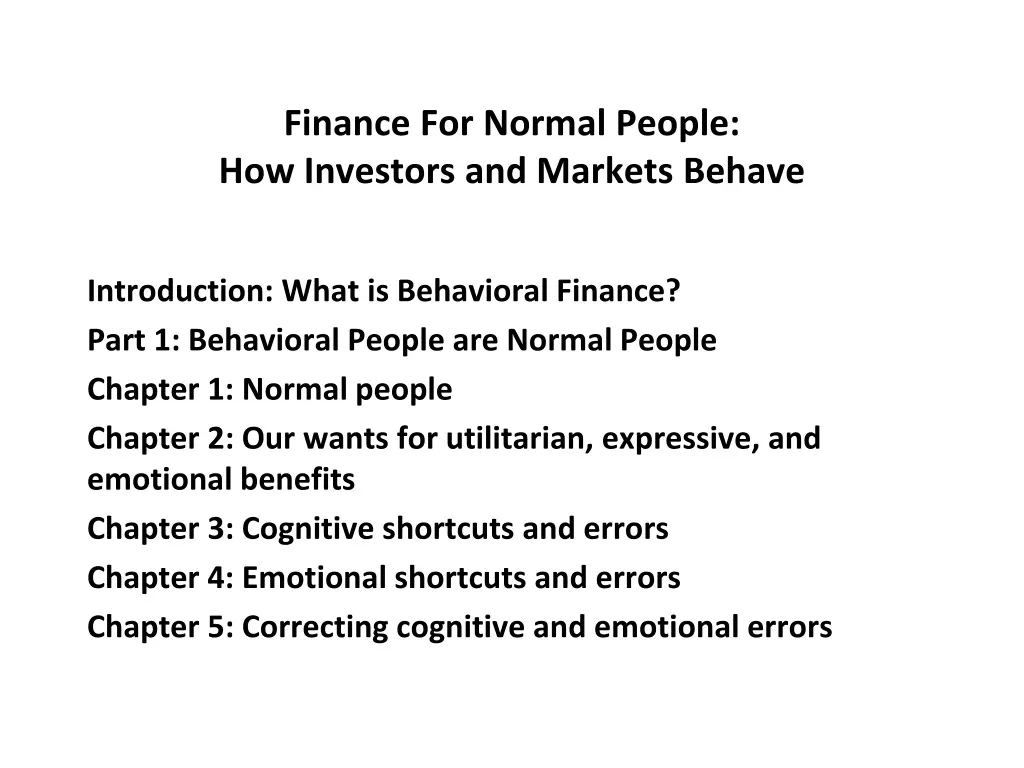 finance for normal people how investors 1