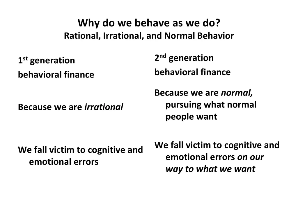 why do we behave as we do rational irrational