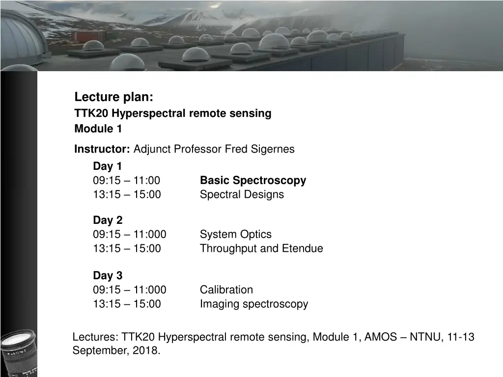 lecture plan ttk20 hyperspectral remote sensing