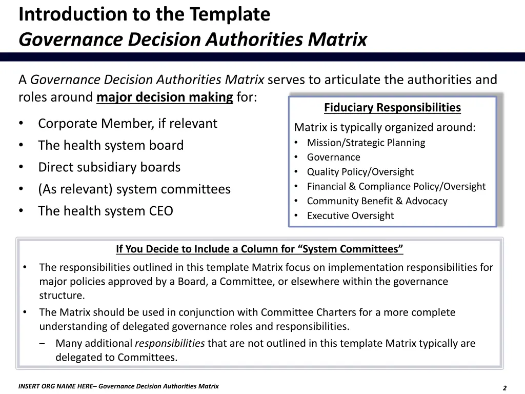 introduction to the template governance decision 1