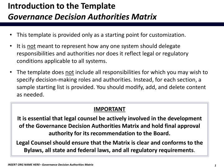 introduction to the template governance decision