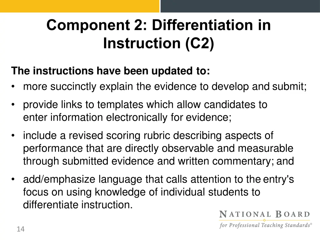 component 2 differentiation in instruction c2